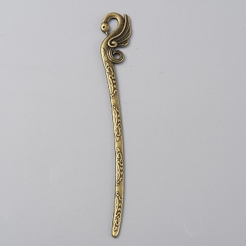 Alloy Swan Hair Sticks, Vintage Hair Accessories for Woman, Antique Bronze, 159x21x3.5mm, Hole: 4.3mm