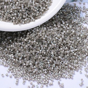 MIYUKI Delica Beads, Cylinder, Japanese Seed Beads, 11/0, (DB1877) Silk Inside Dyed Pewter AB, 1.3x1.6mm, Hole: 0.8mm, about 10000pcs/bag, 50g/bag