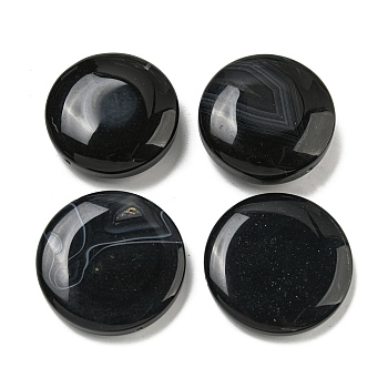 Natural Black Agate Beads, Flat Round, Dyed, 41~44x9~16mm, Hole: 1.5mm