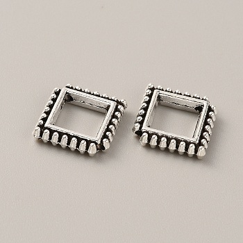 Tibetan Style Alloy Bead Frame, Antique Silver, Square, 13x13x3mm, Hole: 1.5mm, 95~100pcs/bag.