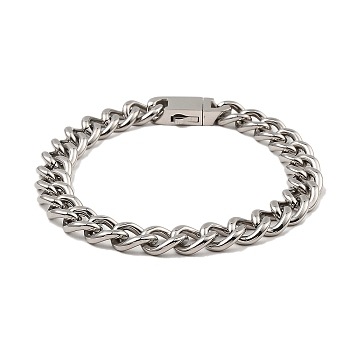 304 Stainless Steel Cuban Link Chain Bracelet, Stainless Steel Color, 8-7/8 inch(22.4cm)
