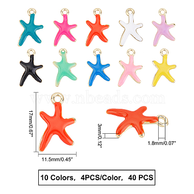 40Pcs 10 Colors Rack Plating Alloy Enamel Pendants(FIND-FH0003-22)-4