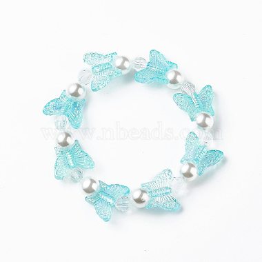 4 pièces 4 couleurs papillon acrylique et bracelets extensibles perlés en plastique(BJEW-JB08859)-4