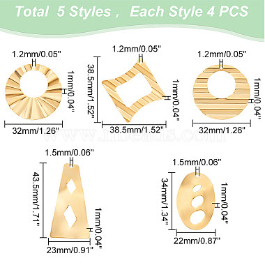 dicosmétique 20pcs 5 style 304 pendentifs en acier inoxydable(STAS-DC0012-28)-2