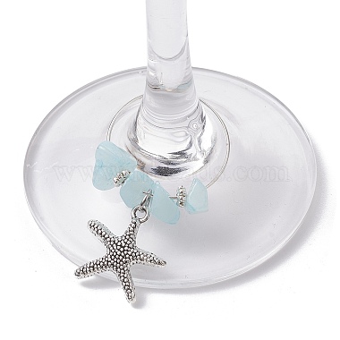 8Pcs Sea Animal Alloy Pendants Wine Glass Charms Sets(AJEW-JO00219)-3