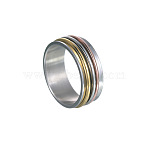 201 Stainless Steel Wide Band Rotating Finger Rings, Fidget Spinner Ring for Calming Worry Meditation, Multi-color, US Size 8(18.1mm)(FS-WGEF0B4-02)