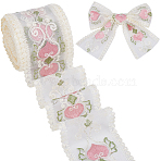 10 Yards Polyester Heart Flower Embroidery Lace Trim Ribbon, White, 3-1/8 inch(80mm)(OCOR-CY0001-31)