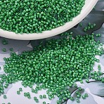MIYUKI Delica Beads, Cylinder, Japanese Seed Beads, 11/0, Transparent Inside Colours Rainbow, (DB1787) White Lined Green AB, 1.3x1.6mm, Hole: 0.8mm, about 100000pcs/500g(SEED-MY11-DB1787)