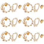 12Pcs Brass Stud Earring Findings, Earring Settings for Rhinestone, Olive Branch, with 12Pcs Ear Nuts, Real 18K Gold Plated, 13.5x14.5mm, Pin: 0.9mm, Fit for 1mm in Rhinestone(KK-DC0001-48)