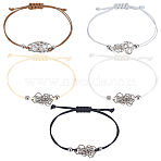 10Pcs 5 Colors 304 Stainless Steel Macrame Pouch Bracelet Making for Stone Holder, Adjustable Waxed Polyester Cord Bracelet Making, Mixed Color, Inner Diameter: 3/8~3-1/4 inch(0.9~8.2cm), 2pcs/color(AJEW-UN00038)