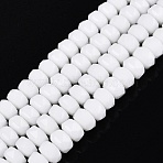 Opaque Glass Beads Strands, Rondelle, Faceted, White, 7.5~8x5mm, Hole: 1~1.2mm, about 77~81pcs/strand, 14.96~17.32 inch(38~44cm)(GLAA-Q114-01A-B01)