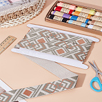 1.9 Yards Polypropylene Ribbon, Jacquard Geometric Ribbon, Flat, with Cardboard Display Card, Rhombus, 1-1/2 inch(38mm)(OCOR-LP0004-41)