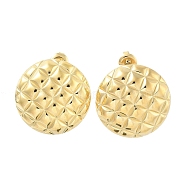 304 Stainless Steel Stud Earrings, Flat Round, Real 14K Gold Plated, 24mm(EJEW-P258-13G)