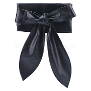 PU Leather Wrap Around Waist Band, No Buckle Cinch Belts, for Ladies Dress Decoration, Black, 79-1/8 inch(201cm)(AJEW-WH0348-58A)