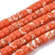 Synthetic Imperial Jasper Beads Strands, Flat Round/Disc, Orange Red, 4x2mm, Hole: 0.7mm, about 154pcs/strand, 15.43 inch(39.2cm)(G-F631-A24-03)