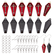 CHGCRAFT DIY Coffin with Cross Drop Earring Making Kit for Halloween, Including Alloy Enamel Pendants, Brass Earring Hooks, Iron Jump Rings, Mixed Color, 200pcs/box(DIY-CA0003-71)