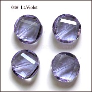 Imitation Austrian Crystal Beads, Grade AAA, Faceted, Flat Round, Lilac, 10x5mm, Hole: 0.9~1mm(SWAR-F057-10mm-04)