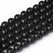 Natural Shungite Beads Strands, Round, 10~10.5mm, Hole: 1mm, about 40pcs/Strand, 15.55 inch(39.5cm)(G-I271-C03-10mm)