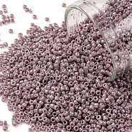 TOHO Round Seed Beads, Japanese Seed Beads, (412) Opaque AB Lavender, 15/0, 1.5mm, Hole: 0.7mm, about 3000pcs/bottle, 10g/bottle(SEED-JPTR15-0412)