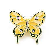 Flower Butterfly Enamel Pin, Gold Plated Alloy Badge for Backpack Clothes, Gold, 28x30x1.5mm(JEWB-J005-07D-G)