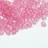 Faceted Bicone Transparent Acrylic Beads, Dyed, Hot Pink, 4mm, Hole: 1mm, about 13000pcs/500g(DBB4mm015)