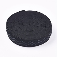 Polyester Non-Slip Silicone Elastic Gripper Band, for Garment Sewing Project, Black, 25x1mm, about 10yards/roll(SRIB-WH0006-22A-01)