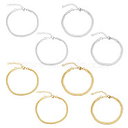 8Pcs 4 Style 304 Stainless Steel Herringbone Chains Bracelets Set for Men Women, Golden & Stainless Steel Color, 6-1/2 inch(16.5cm), 2Pcs/style(BJEW-UN0001-34)