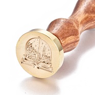 Brass Wax Seal Stamp, with Wooden Handle, for Post Decoration, DIY Card Making, Magic Themed Pattern, Golden, 90x26mm(AJEW-EO44-A18)
