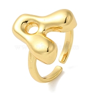 Initials Brass Open Cuff Ring for Women, Letter A, 16.5x16.5mm, Adjustable(RJEW-N046-02A-G)