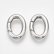 304 Stainless Steel Spring Gate Rings, Oval Rings, Stainless Steel Color, 18x13x3mm, Inner Diameter: 12x7mm(STAS-S079-88A)