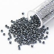 TOHO Japan Seed Beads, 15/0 Import Opaque Glass Round Hole Rocailles, (81) Metallic Hematite, 1.5x1mm, Hole: 0.5mm(SEED-G001-81)