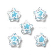 Handmade Lampwork Beads, Star, Deep Sky Blue, 12~13x12~13x6~6.5mm, Hole: 0.9~1.2mm(LAMP-M011-01A)