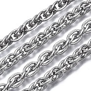 304 Stainless Steel Rope Chains, with Spool, Unwelded, Oval, Stainless Steel Color, 8.5x6x1mm, about 32.8 Feet(10m)/roll(CHS-T003-30A-P)