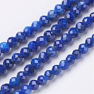 Natural Lapis Lazuli Beads Strands, Faceted, Round, 2mm, Hole: 0.6~0.8mm, about 200pcs/strand, 15.7 inch(40cm)(G-D165-B-2mm)