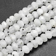 Natural Rainbow Moonstone Beads Strands, Rondelle, Faceted, 6x4mm, Hole: 1mm, about 103pcs/strand, 15.9 inch(40.5cm)(G-O170-67C)