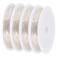 Eco-Friendly Copper Wire, Round Beading Wire, with Spool, Long-Lasting Plated, Silver, 24 Gauge, 0.5mm, about 131.23 Feet(40m)/Bag(CWIR-SC0001-04C-S)