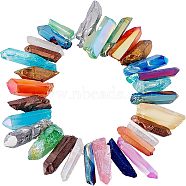 Electroplated Natural Quartz Crystal Bead Strands, Nuggets, Dyed, Mixed Color, 13~35x4~6x4~9mm, Hole: 1.5mm, about 26~27pcs/strand, 7.6 inch, 1strand/box(G-OC0001-53)
