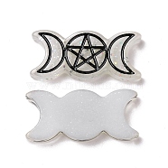 Resin Cabochons, with Glitter Powder, Religion, Triple Moon Goddess, White, 32.5x15x4.5mm(RESI-G055-01D)