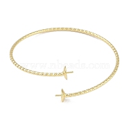 Brass Textured Open Cuff Bangle Making, for Half Drilled Beads, Real 18K Gold Plated, 0.2cm, Inner Diameter: 2-3/8 inch(6.15cm), Pin: 1mm, Tray: 8mm(KK-U020-21A-G)
