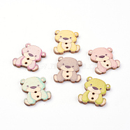 2-Hole Printed Wooden Buttons, Bear, Mixed Color, 27.5x23.5x2.5mm, Hole: 2mm(X-WOOD-S037-002)