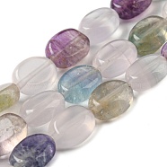 Natural Fluorite Beads Strands, Flat Oval, 10x8x5.5mm, Hole: 0.8mm, about 39pcs/strand, 15.47''(39.3cm)(G-M420-D05-01)
