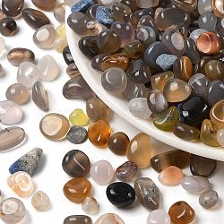 Dyed & Heated Natural Agate Beads, No Hole, Nuggets, Gray, 8~12mm(G-J402-04B-04)