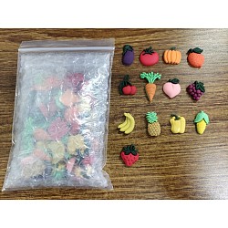 Vegetables and Fruits Theme Resin Cabochons, Imitation Food, Mixed Color, 18~30.5x12~22x4~6, 65pcs/set(CRES-CJ0001-10)