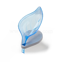 Plastic Self Draining Soap Dishes, Leaf Shape Soap Box, Drain Soap Holder, with Silicone Sucker, for Bathroom, Shower, Camping, Hiking, Outdoor, Dodger Blue, Finished: 90x120x115mm(DJEW-G029-01A)
