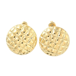 Ion Plating(IP) 304 Stainless Steel Stud Earrings, Flat Round, Real 14K Gold Plated, 24mm(EJEW-P258-13G)