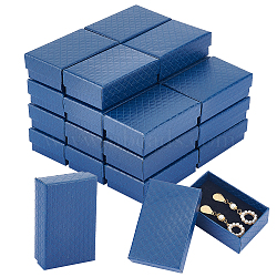 Rectangle Cardboard Gift Box, with Sponge Inside, Rhombus Pattern, Marine Blue, 8.4x5.35x2.9cm, Inner Diameter: 7.75x4.8cm(CON-WH0087-97)