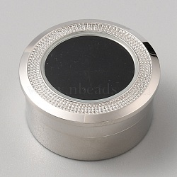 Alloy Steel Loose Diamond Boxes, Round Visible Window Case with Screw Caps and Black Sponge Inside, for Jewelry Cabochons Displays, Platinum, 3.25x1.6cm(CON-WH20004-01A-P)