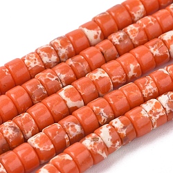 Synthetic Imperial Jasper Beads Strands, Flat Round/Disc, Orange Red, 4x2mm, Hole: 0.7mm, about 154pcs/strand, 15.43 inch(39.2cm)(G-F631-A24-03)