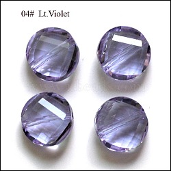 Imitation Austrian Crystal Beads, Grade AAA, K9 Glass, Faceted, Flat Round, Lilac, 10x5mm, Hole: 0.9~1mm(SWAR-F057-10mm-04)