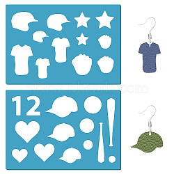 Acrylic Earring Handwork Template, Card Leather Cutting Stencils, Deep Sky Blue, Baseball Sports, Clothes, 130x90x2mm, 2pcs/set(DIY-WH0359-069)